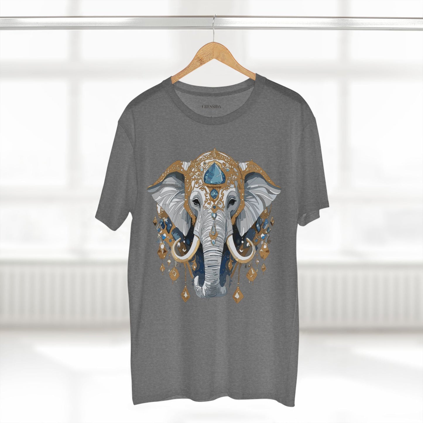 Elephant Graphic Unisex 100 Cotton Tee With Unique Animal Golden Medallion Art Design 40