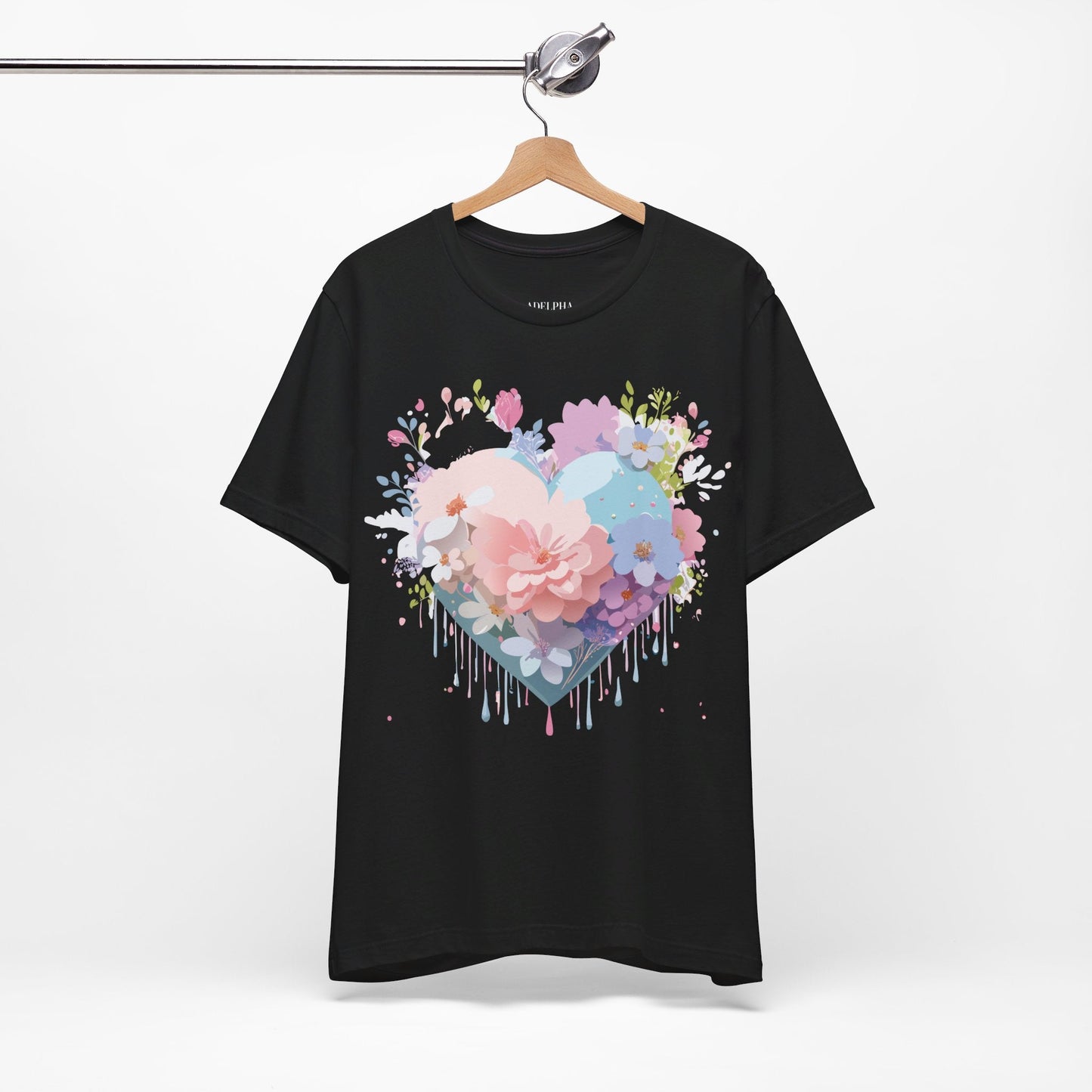 Valentine Day Graphic Unisex 100 Cotton Vintage Artwork with Love and Flower Design Tee 32