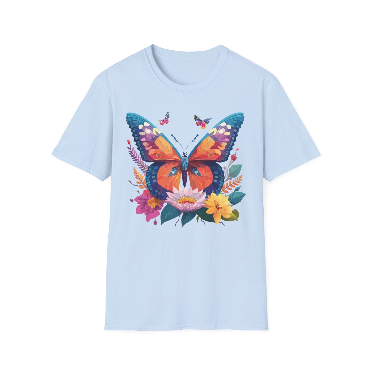 Butterfly Print Unisex T Shirt Softstyle 64000 Monarch Butterfly Themed Tee Ring Spun Cotton