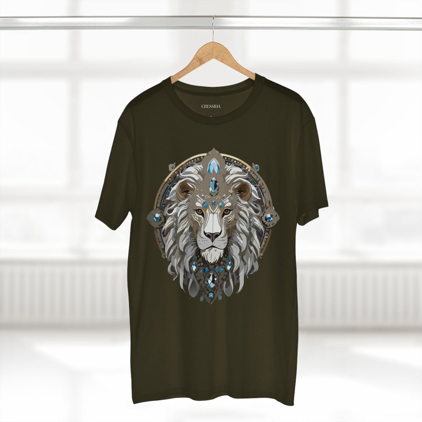 Lion Graphic Unisex 100 Cotton Tee With Unique Animal Golden Medallion Art Design 56