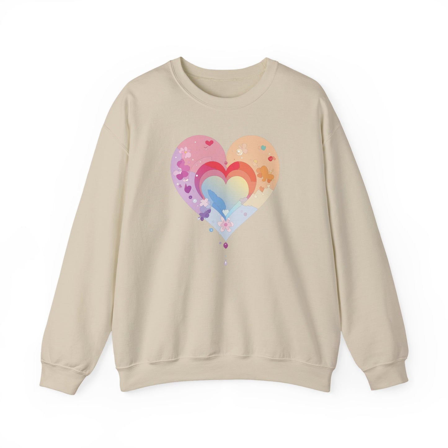 Rainbow Heart Sweatshirt, Floral Heart Sweatshirt, Floral Love Sweatshirt, Valentine's Day Sweatshirt, Rainbow Heart Floral Sweatshirt 114