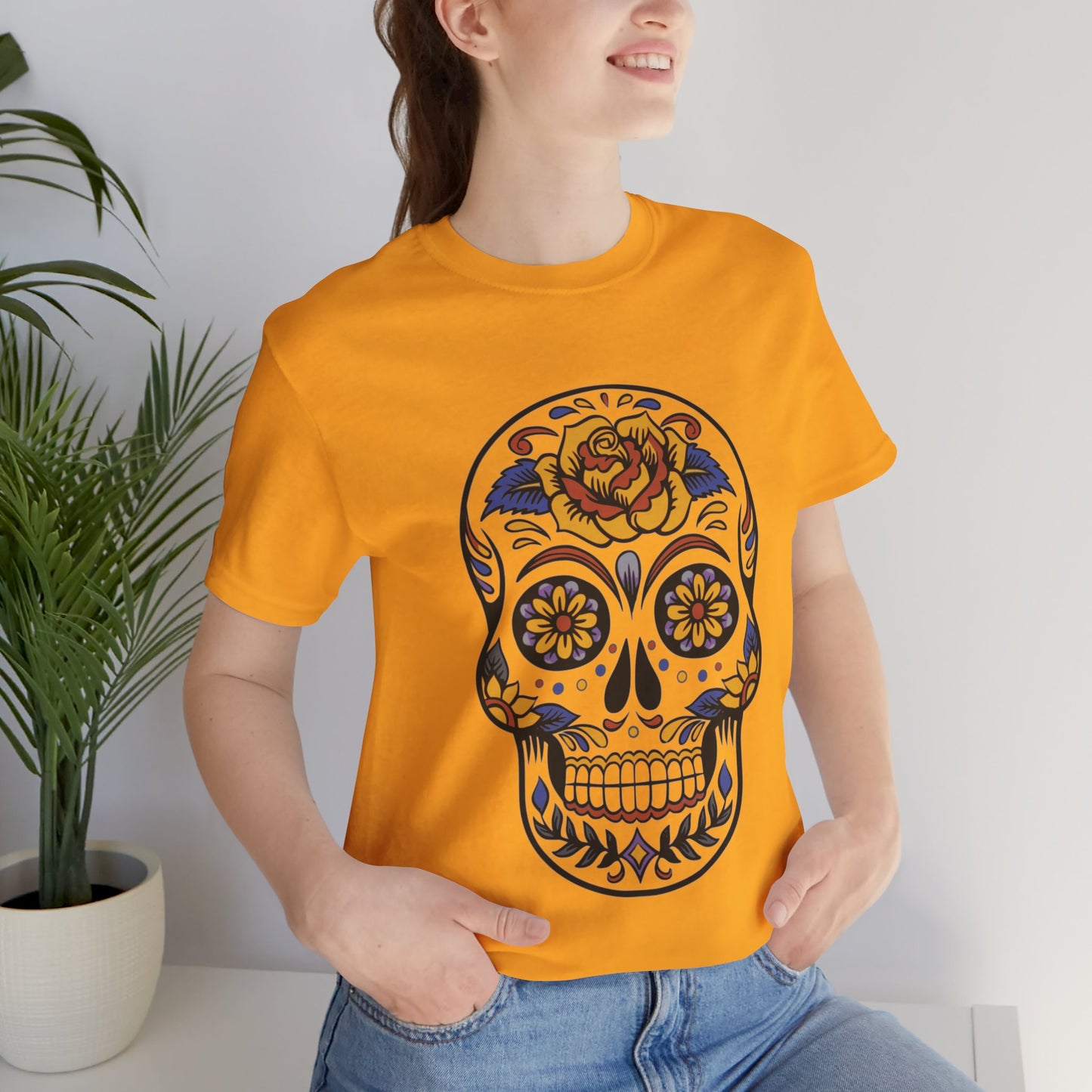 Unisex Cotton Tee Shirt with Skull