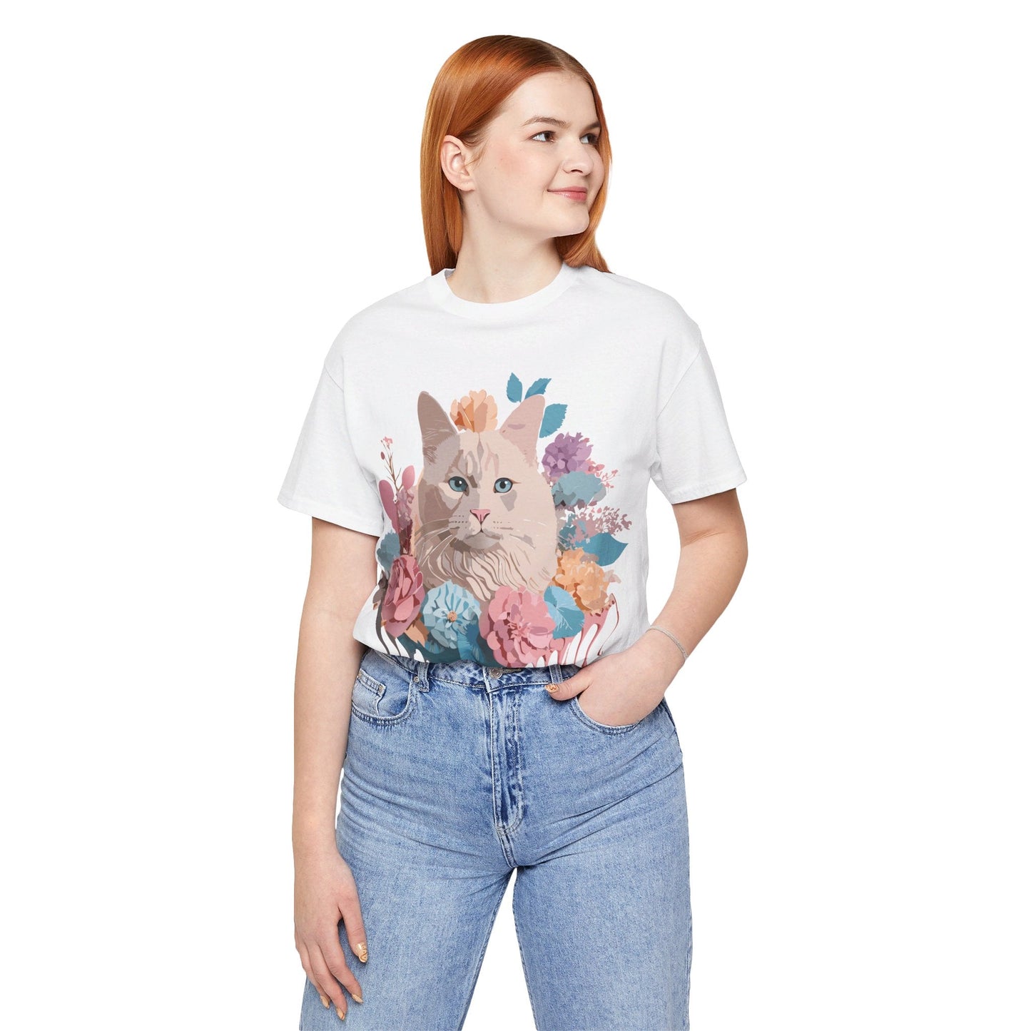 Cat Graphic Tee Unisex Short Sleeve Shirt With Vintage Art Adelpha
