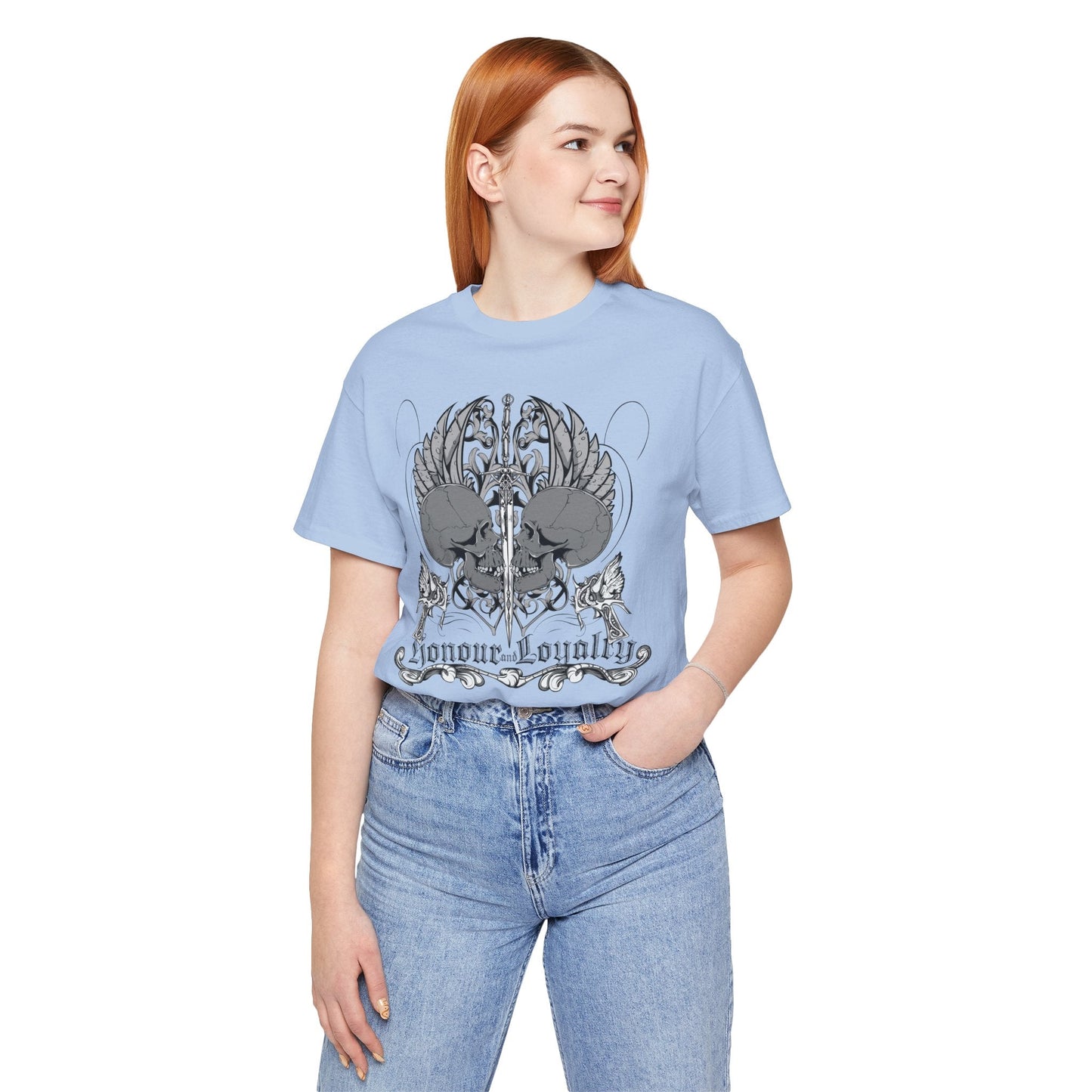Honor Loyalty crest tee Gothic heraldry skulls wings emblem Art-48