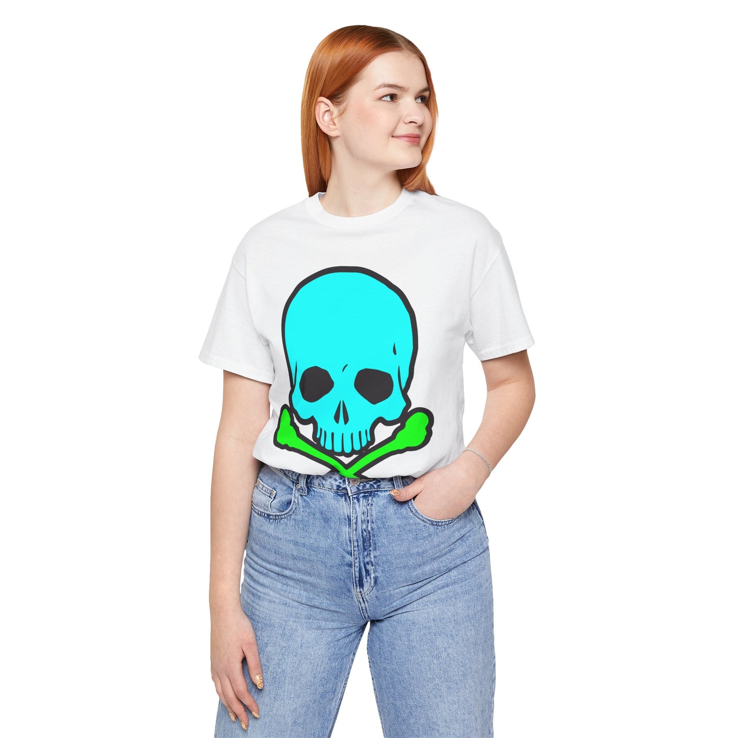 Blue Skull Graphic Design Tee, Skull Shirt, Vintage Tees, Art Design T-Shirt, Vintage Graphic Tee, Art Shirts with Skulls