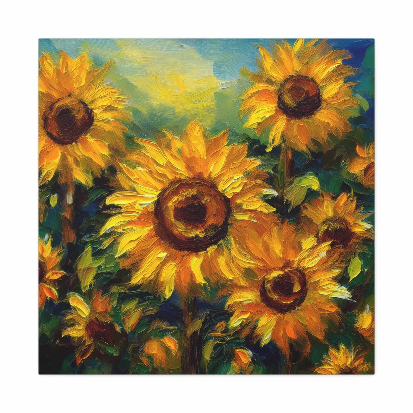 Sunflowers Print Canvas, Flowers Oil Paint Print 20x20, 24x24, 30x30, 32x32, 36x36, Floral Art Design Print Non-Frame MC-24