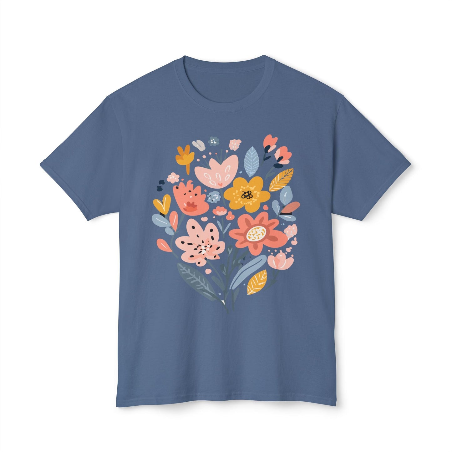 Unisex HD Cotton Floral Art Print T Shirt With Vintage Flowers Design Tee Premium Quality