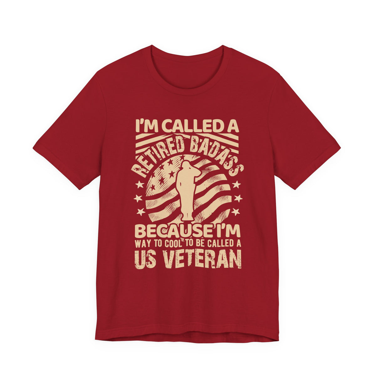 Retired Badass US Veteran T-Shirt Veteran Flag Silhouette Unisex Cotton Tee v12
