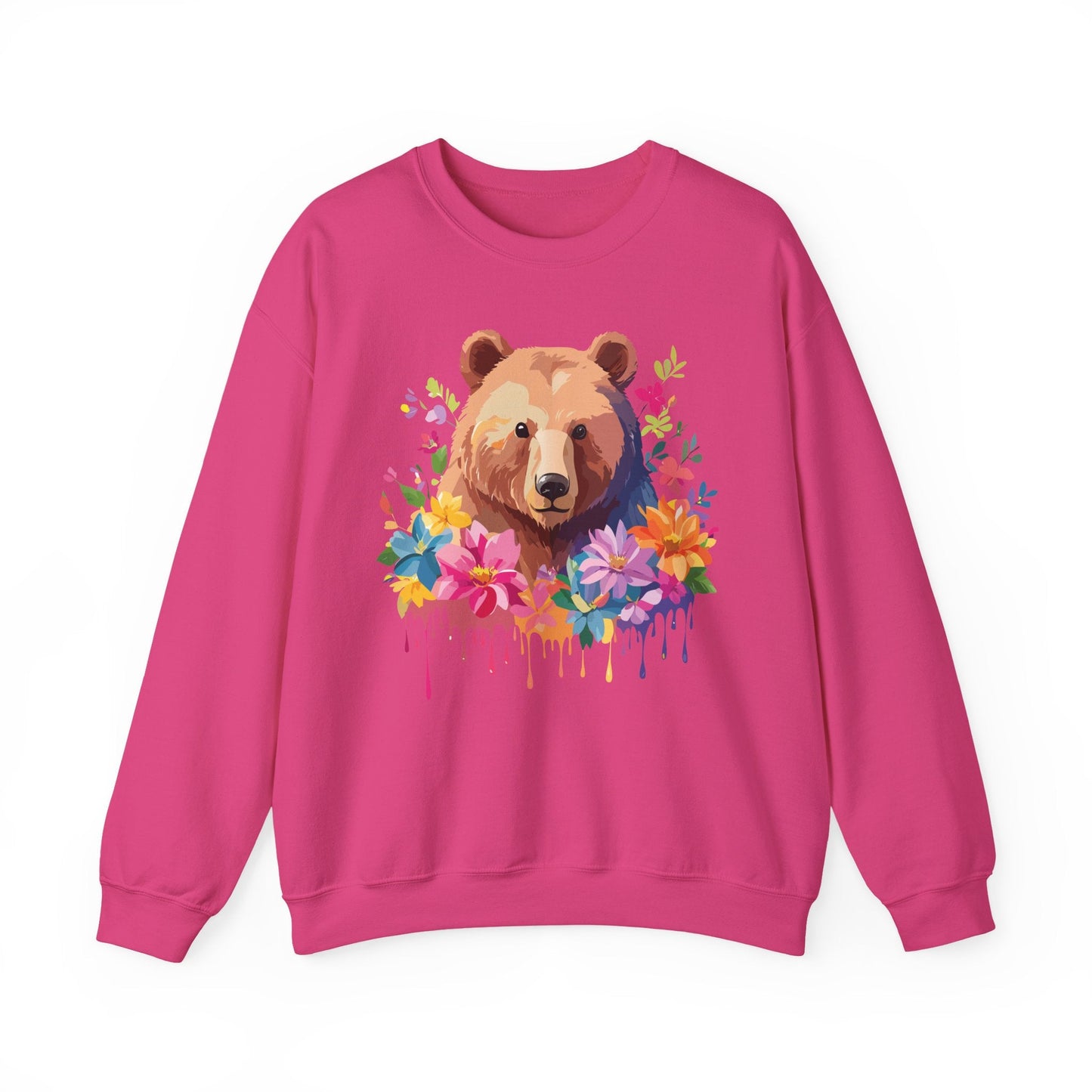 Unisex Floral Bear Sweatshirt With Art Design Animals Sweatshirt