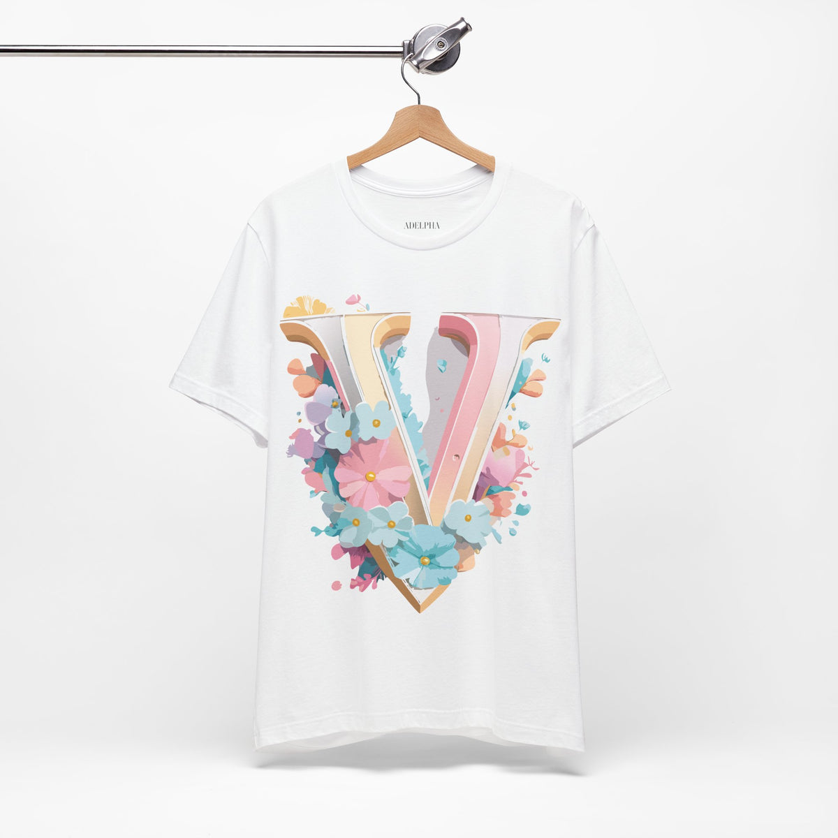 Letter V Graphic Unisex Cotton Bella+Canvas Tee with Art Letter Design