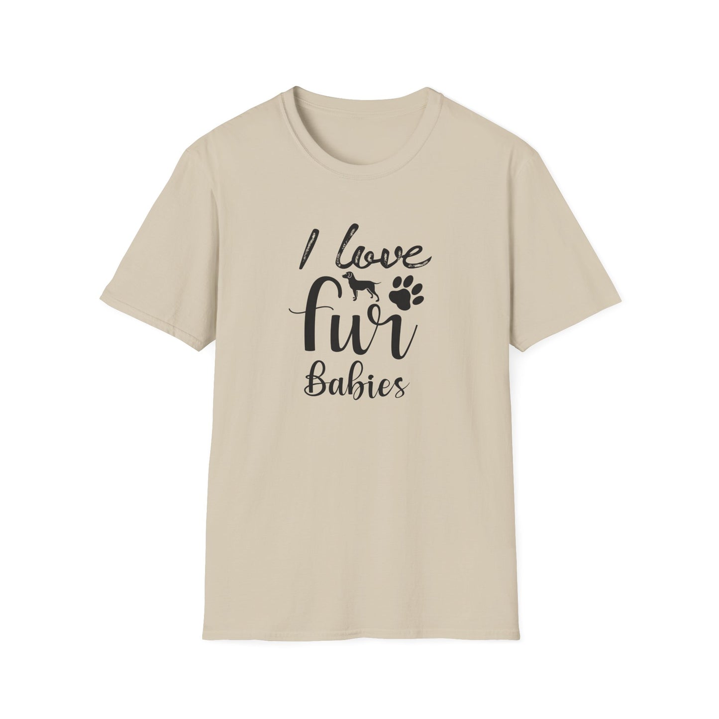 I Love Fur T-Shirt Dog & Cat Paw Graphic Tee for Pet Lovers Unisex Cotton T-Shirt Gildan Softstyle 64000 Tee