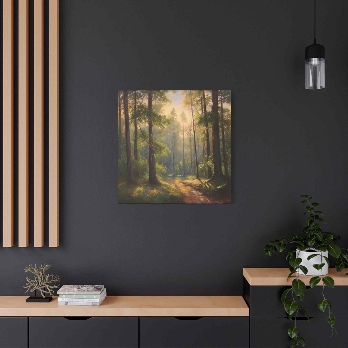 Forest Print Canvas, Trees Oil Paint Print 20x20, 24x24, 30x30, 32x32, 36x36 Art Design Print Pine-Wood Inner Frame MC-70