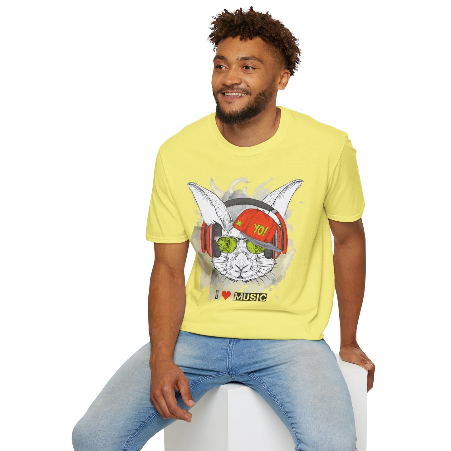 Unisex Music Animals Shirt With Headphones Softstyle Short Sleeve Tee Gildan 64000