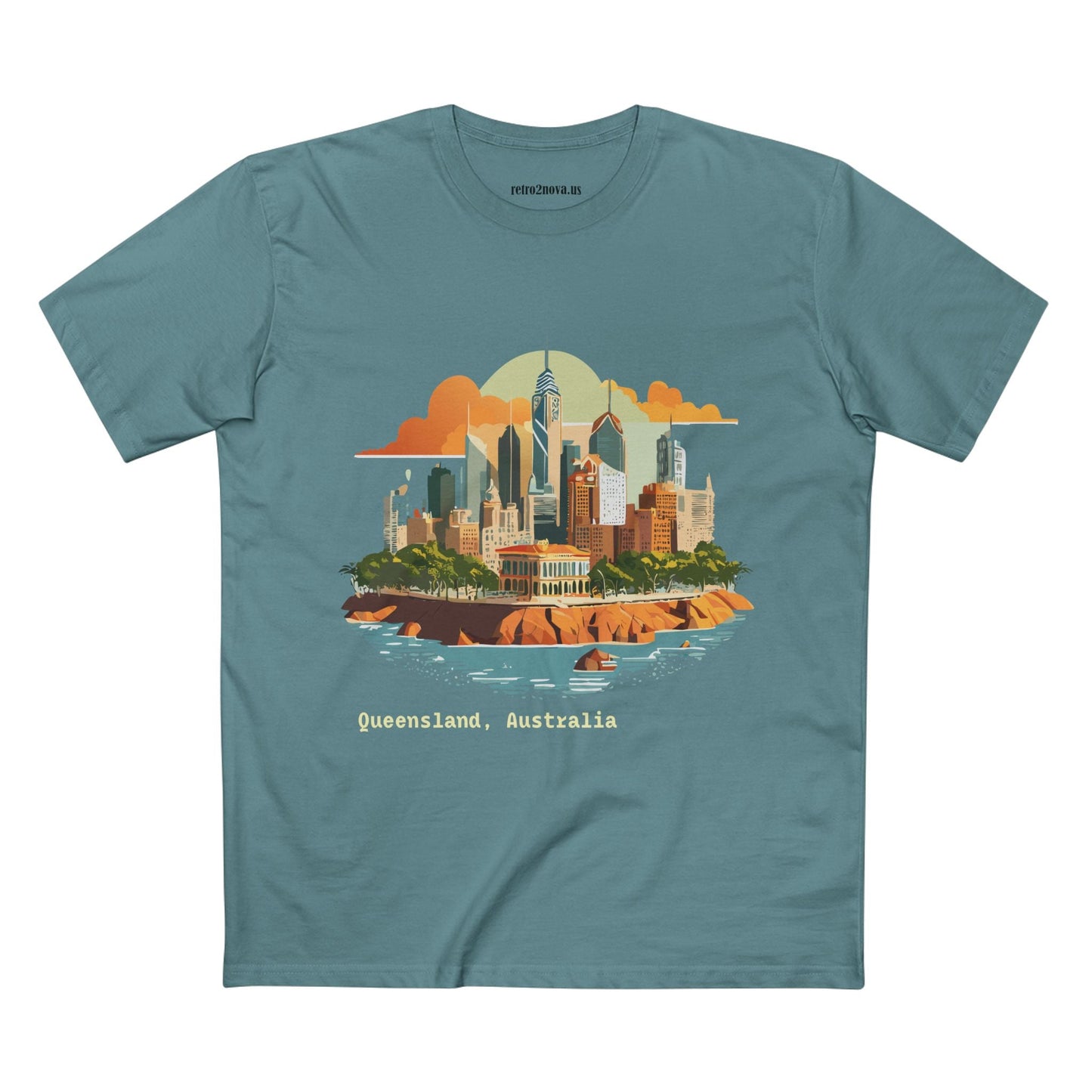 Unisex Travel Shirt Australia Art Tee Premium Cotton Original Design Retro2Nova TT65