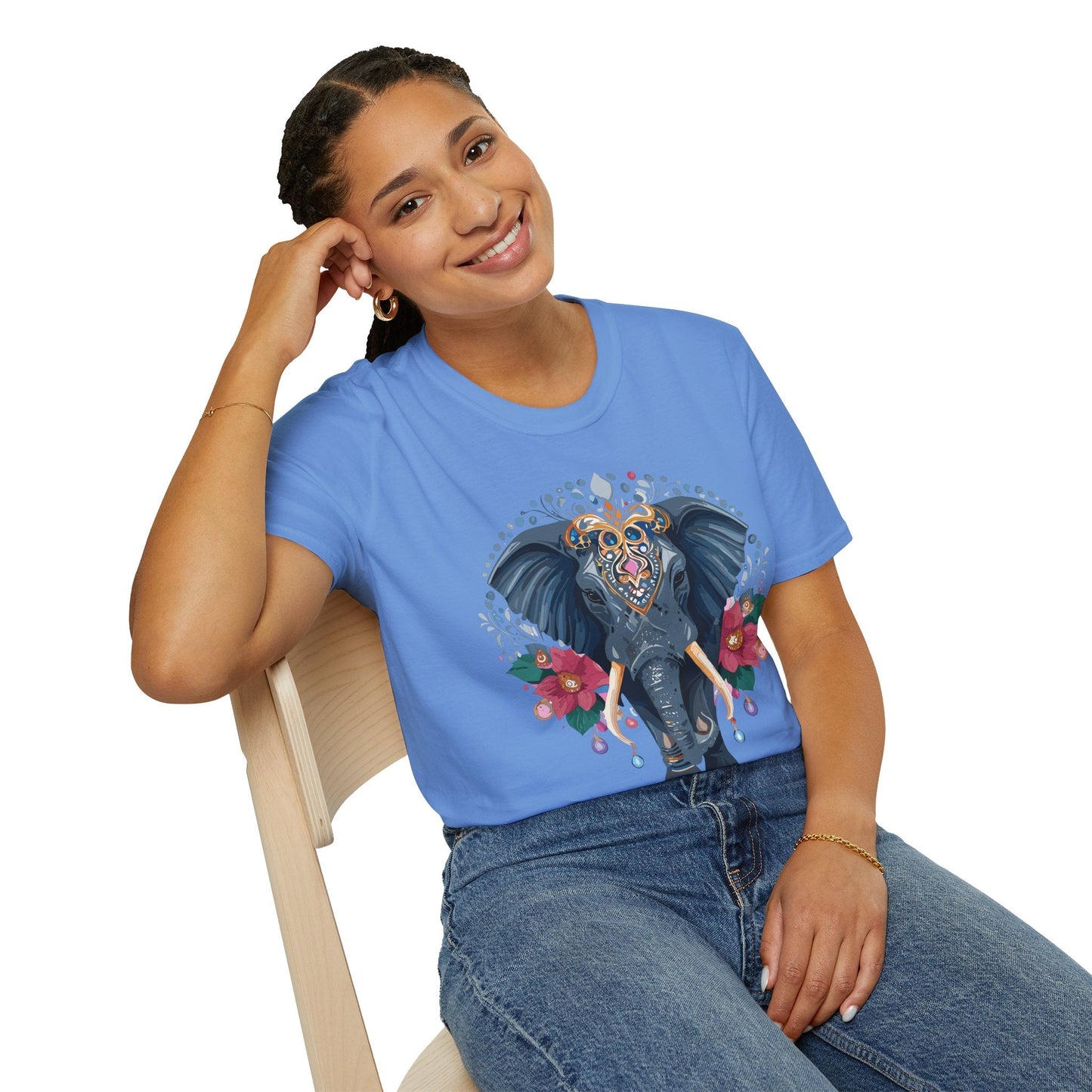 Elephant Graphic T Shirt Unisex Cotton Tee Softstyle Gildan 64000 Elephant Design