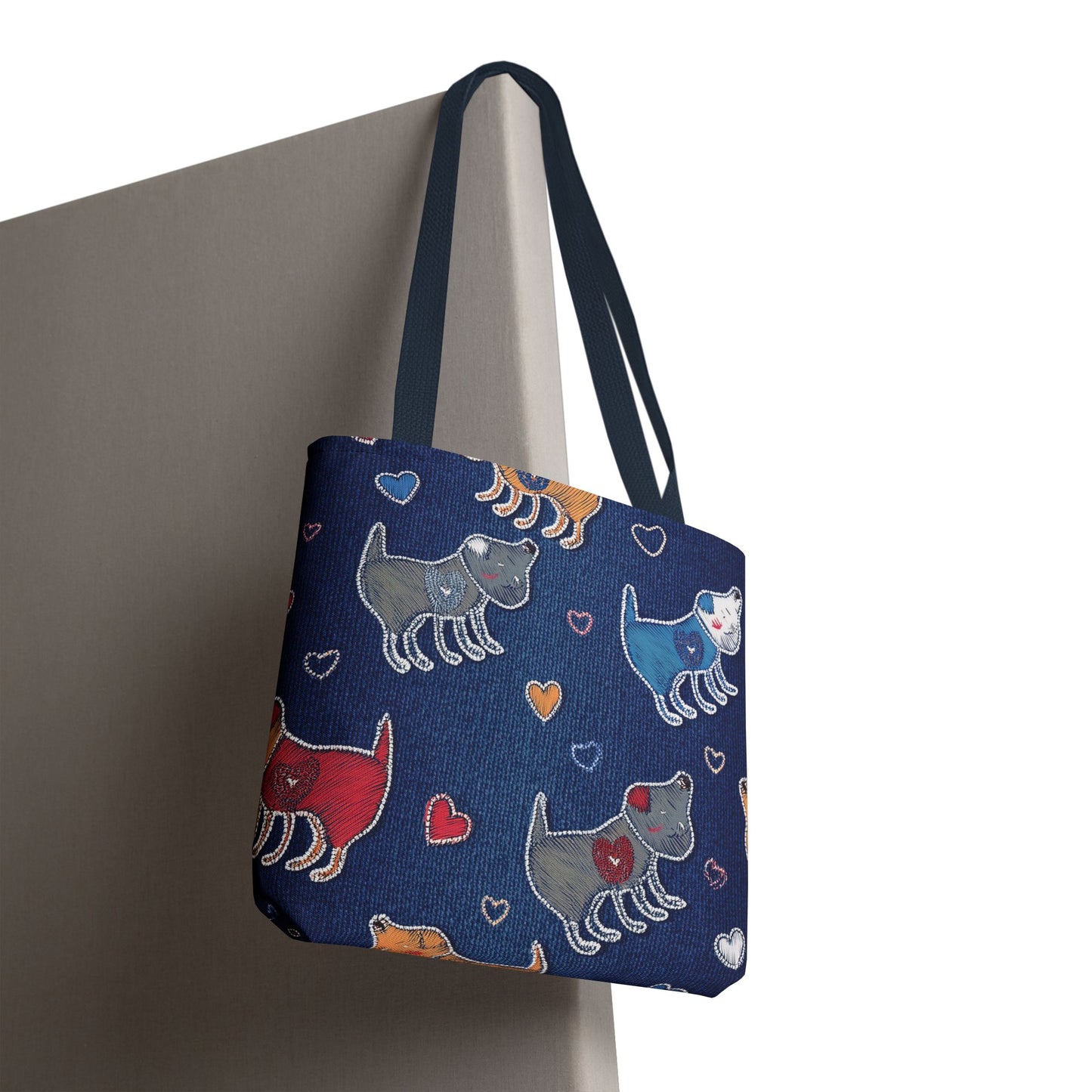 Love Day Graphic Design Denim Fabric Imitation Print Unisex Canvas Bag POLY 3 Sizes Tote Bag 201-13