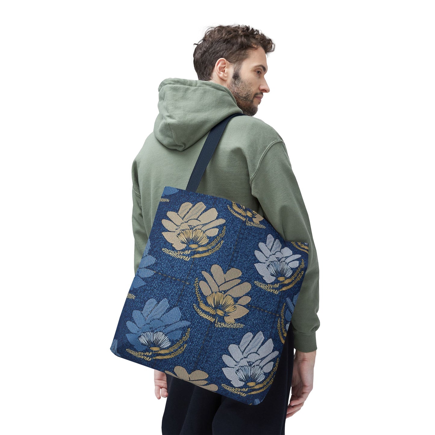 Denim Fabric Imitation Print Unisex Canvas Bag Poly Spun 3 Sizes Tote Bag 119
