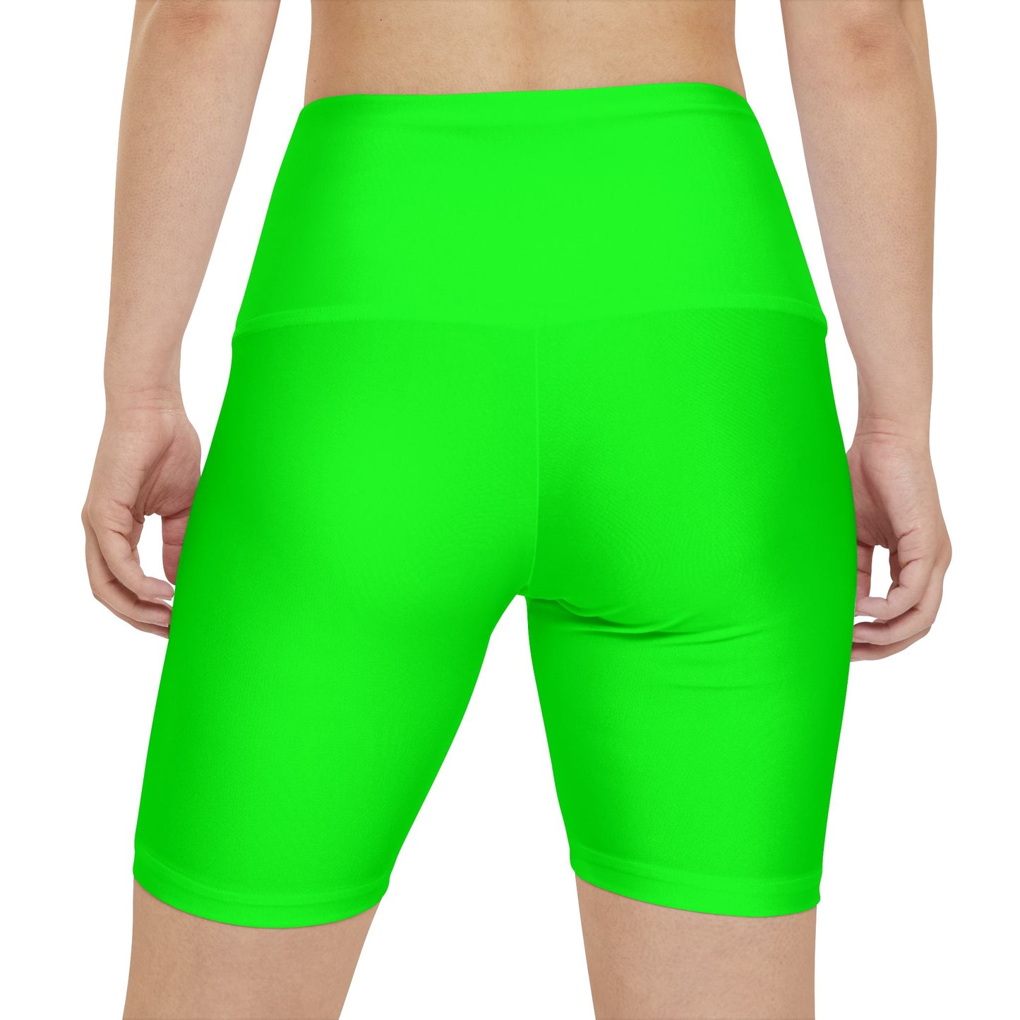 Lime Women's Neon Green Workout Shorts — High-Waist Active Bike Shorts