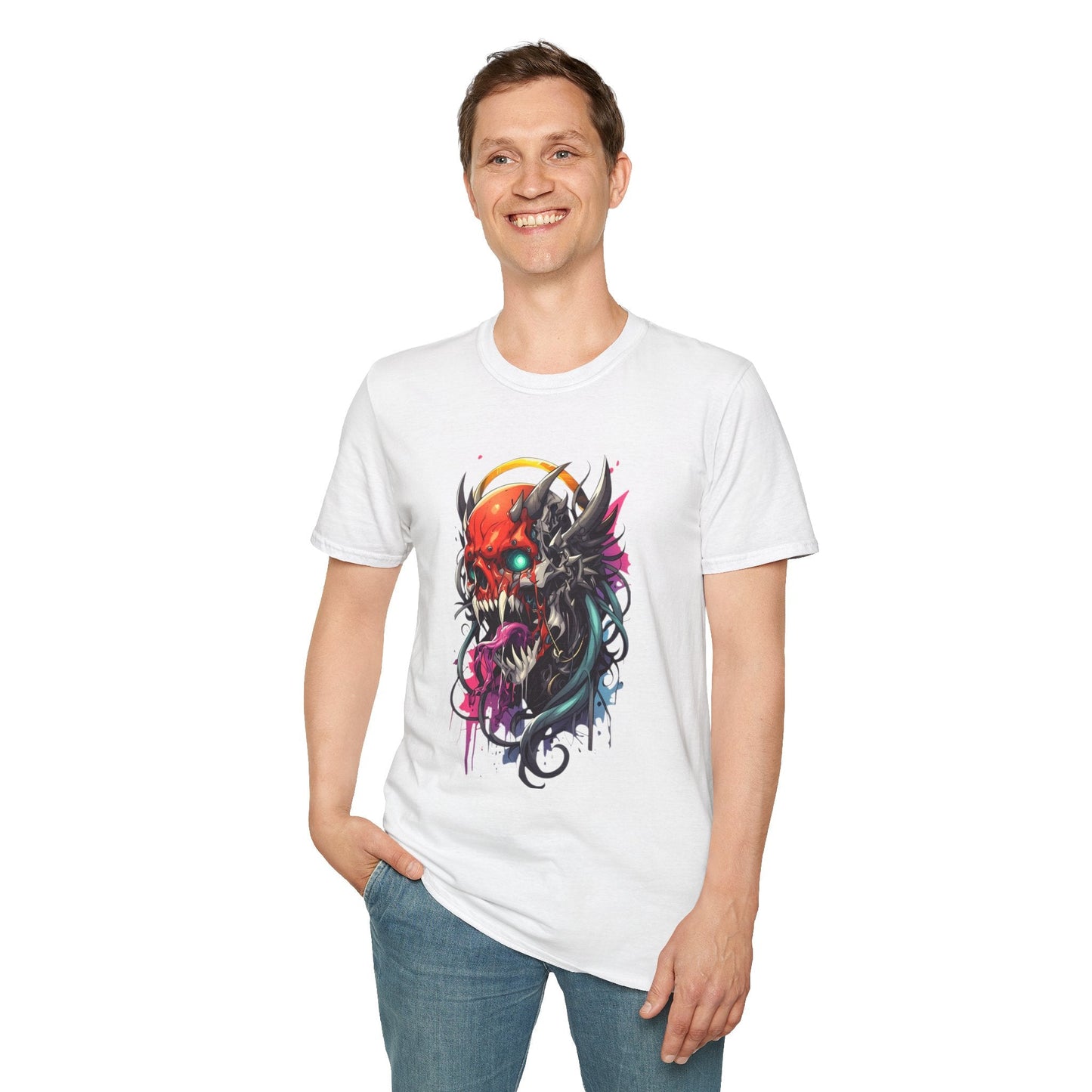 Skull Tee Shirt Unisex Skeleton Art Design Gildan Softstyle 64000 100 Percent Ring Spun Cotton