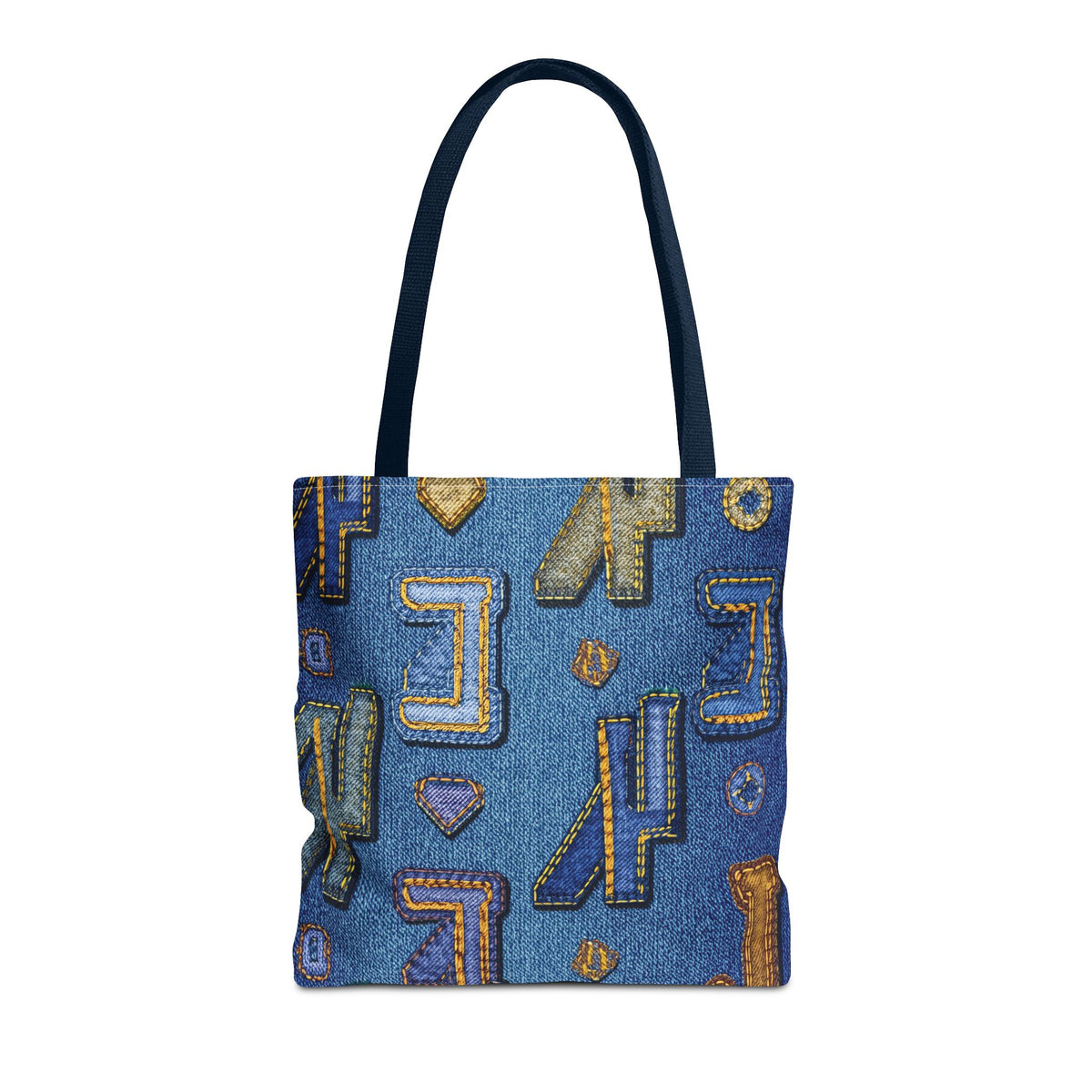 Denim Fabric Imitation Print Unisex Canvas Bag Poly Spun 3 Sizes Tote Bag 187-3