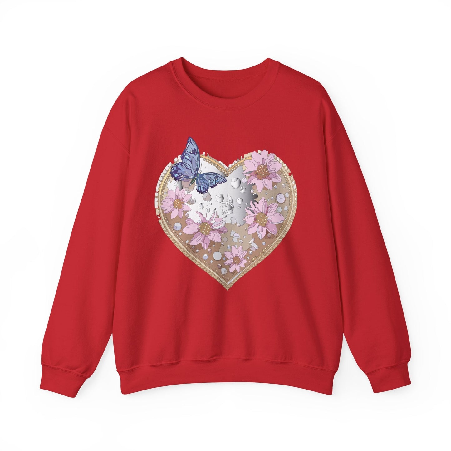 Floral Heart Love Sweatshirt For Valentines Day Unisex Heavy Blend Crewneck Sweatshirt