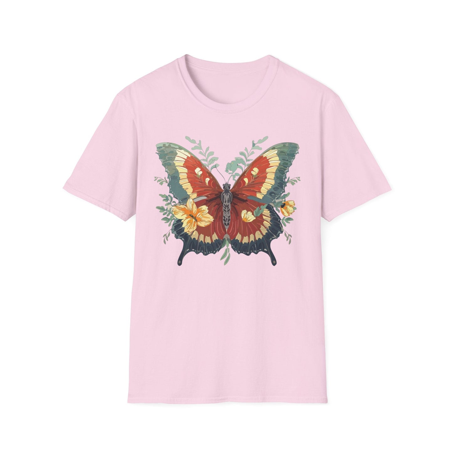 Butterfly T Shirt Unisex Gildan Softstyle 64000 Comfort Monarch Design 100 Percent Cotton