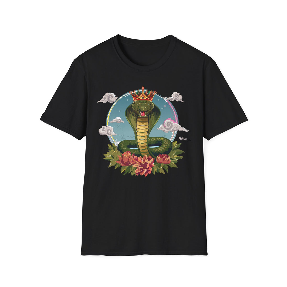 Crowned King Cobra T-Shirt | Snake Illustration, Regal Reptile Art