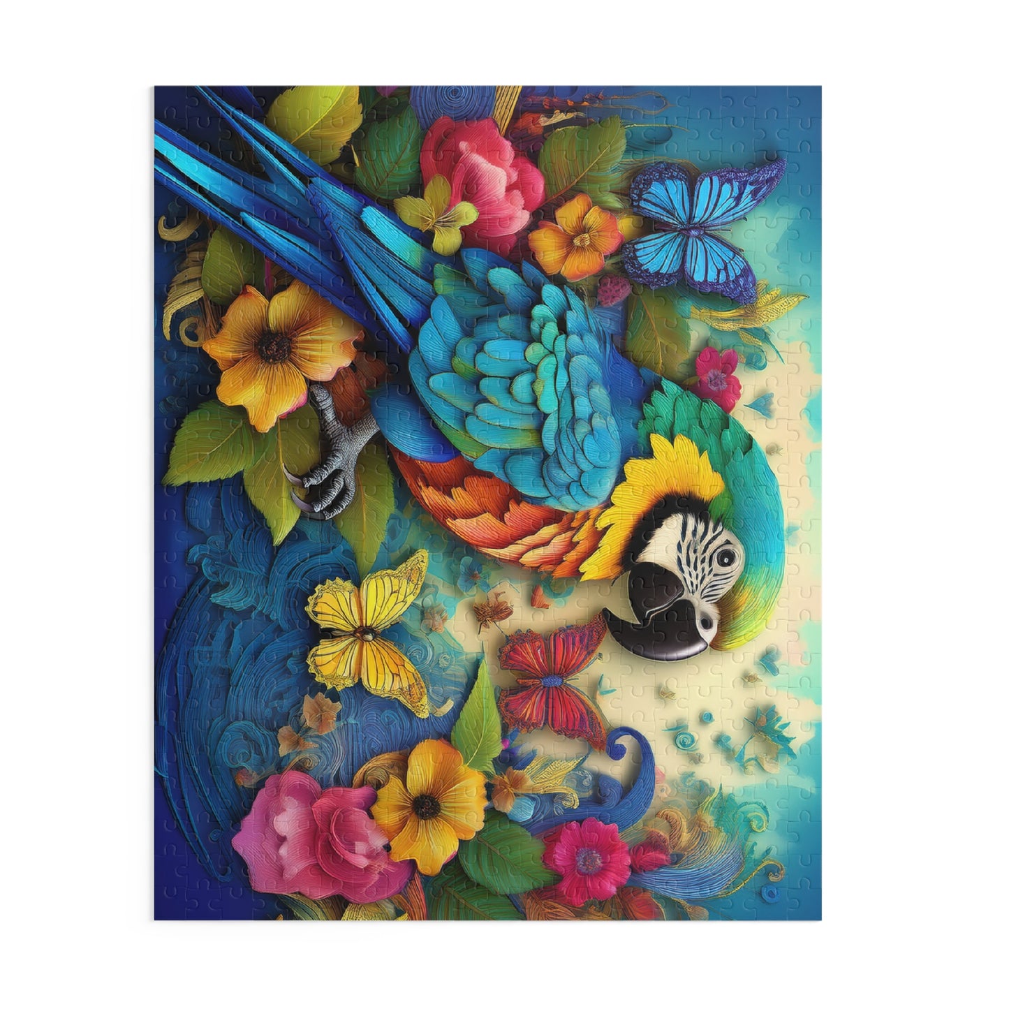 Puzzles-33 Kids Parrot Puzzle 500-Piece | Floral Parrot Puzzle 500-Piece, Birds Kids Puzzles Size: 16" x 20",  Ages 9+