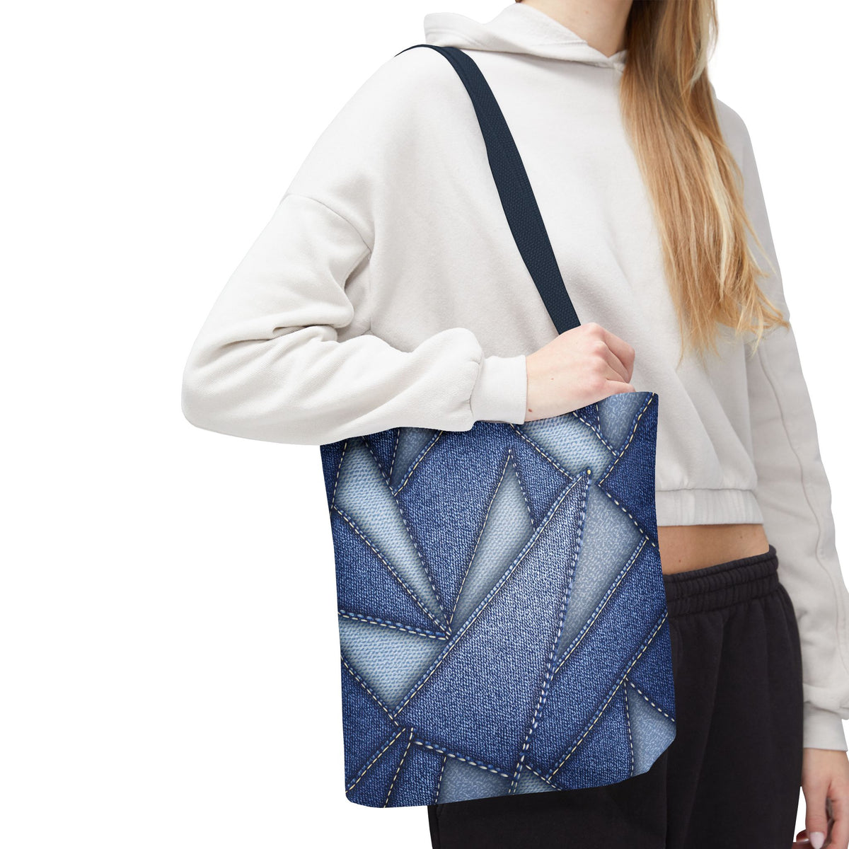 Denim Fabric Imitation Print Unisex Canvas Bag Poly Spun 3 Sizes Tote Bag 111