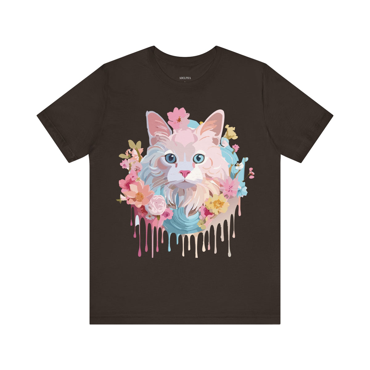 Cat Graphic Unisex Cotton Bella+Canvas Tee with Art Animal Design e102