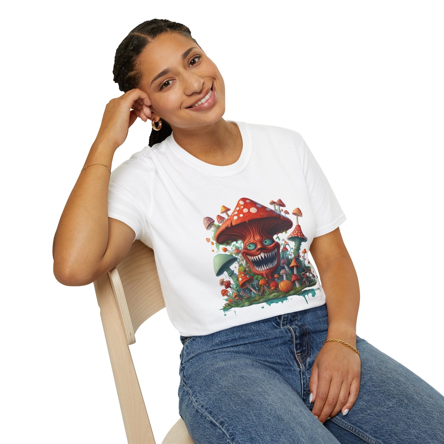 Unisex Mashroom Tee Shirt With Funny Mashroom Design Fungus Humor Softstyle Cotton