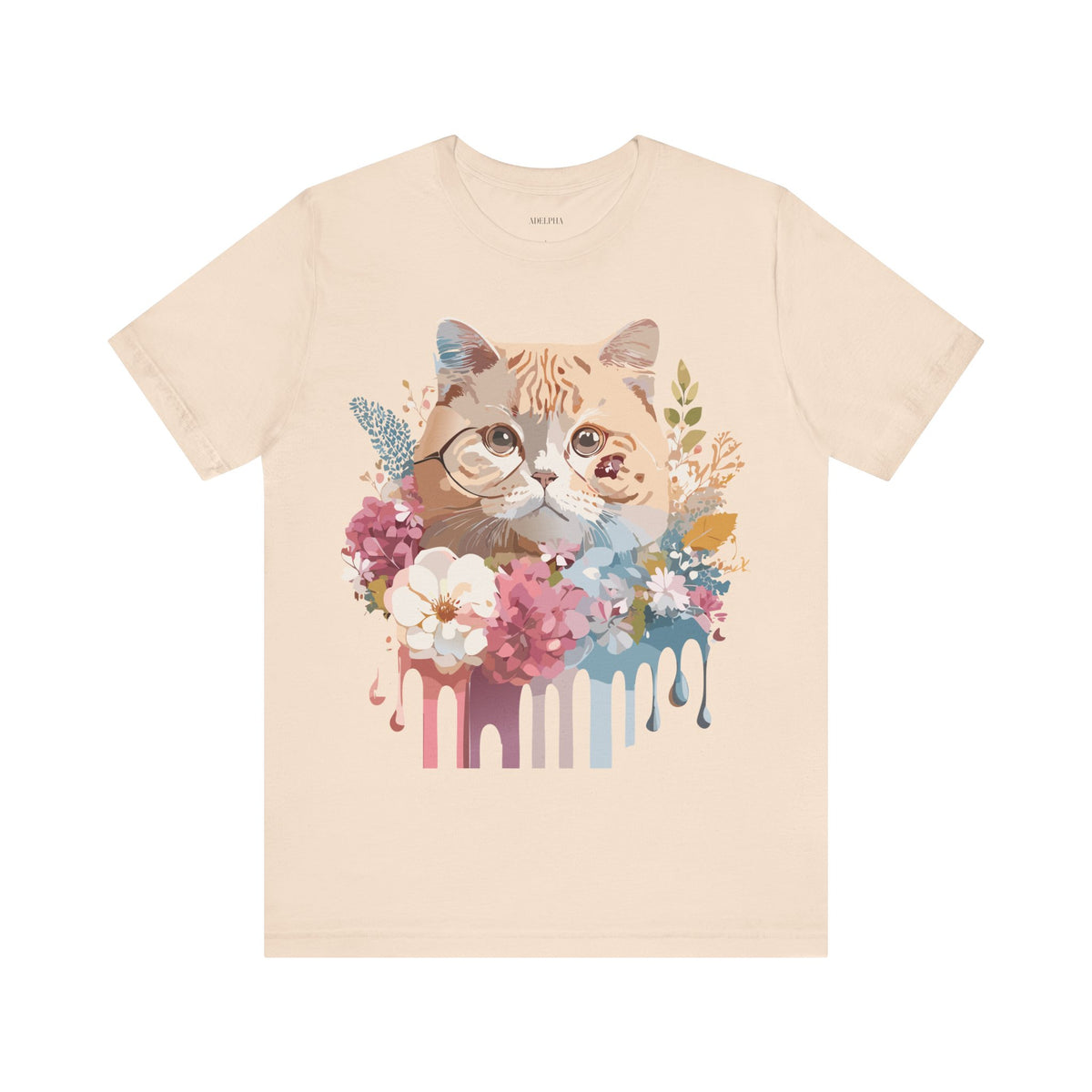 Cat Graphic Unisex Cotton Bella+Canvas Tee with Art Animal Design d05