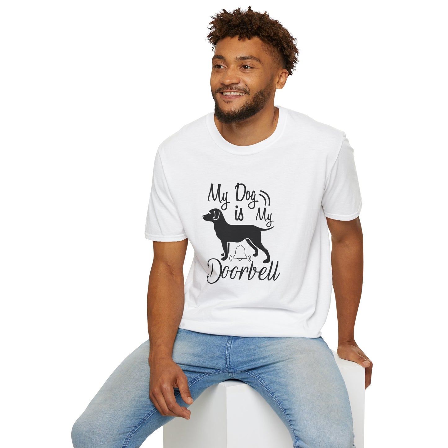 My Dog Is My Doorbell T-Shirt Unisex Cotton Short Sleeves Gildan Softstyle 64000 Funny Dog Lover Tee
