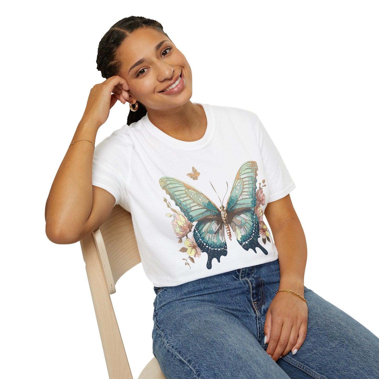 Butterfly Print Unisex T Shirt Monarch Design Softstyle 64000 Gildan Cotton Tee Quality