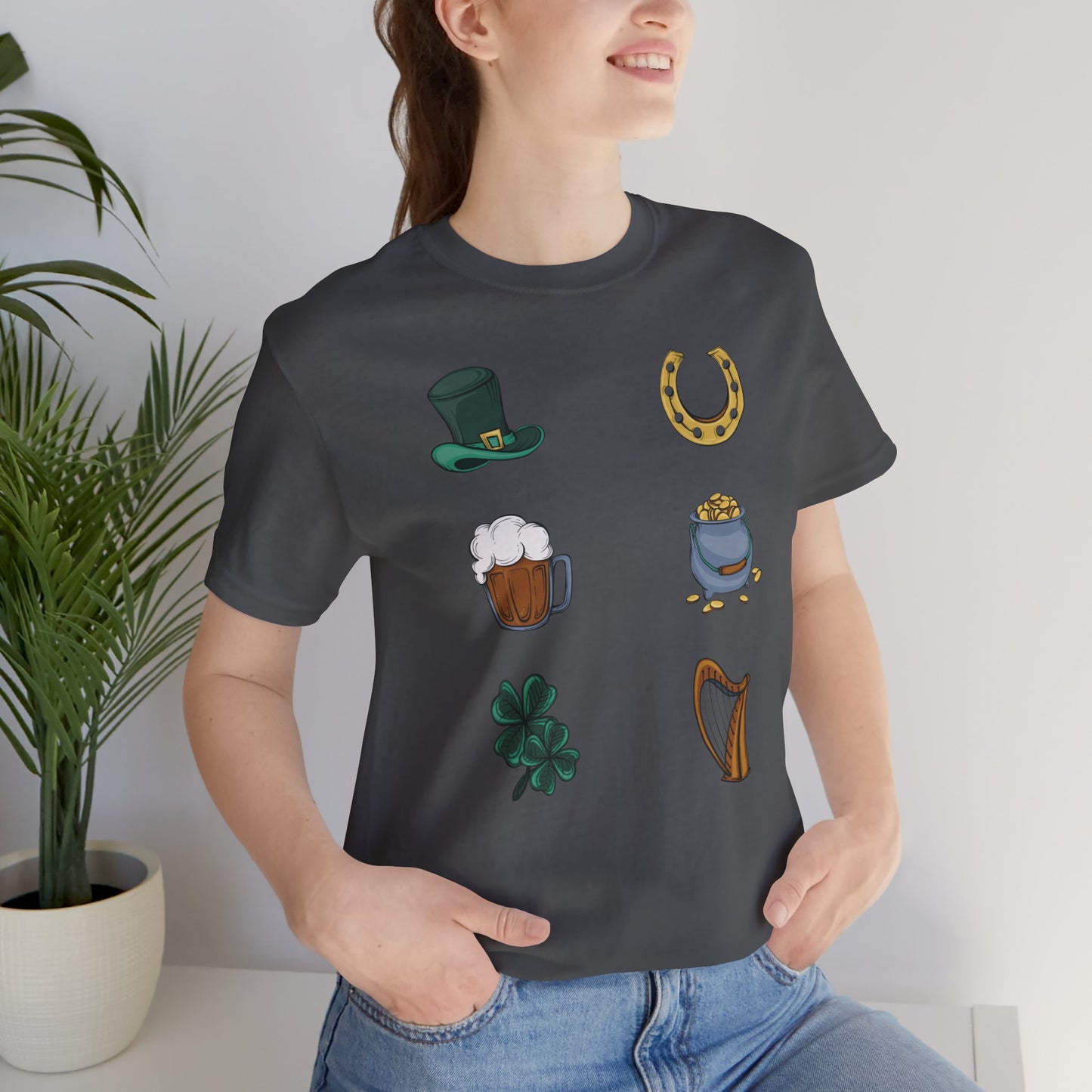 Unisex Cotton Tee Shirt with Lucky Prints