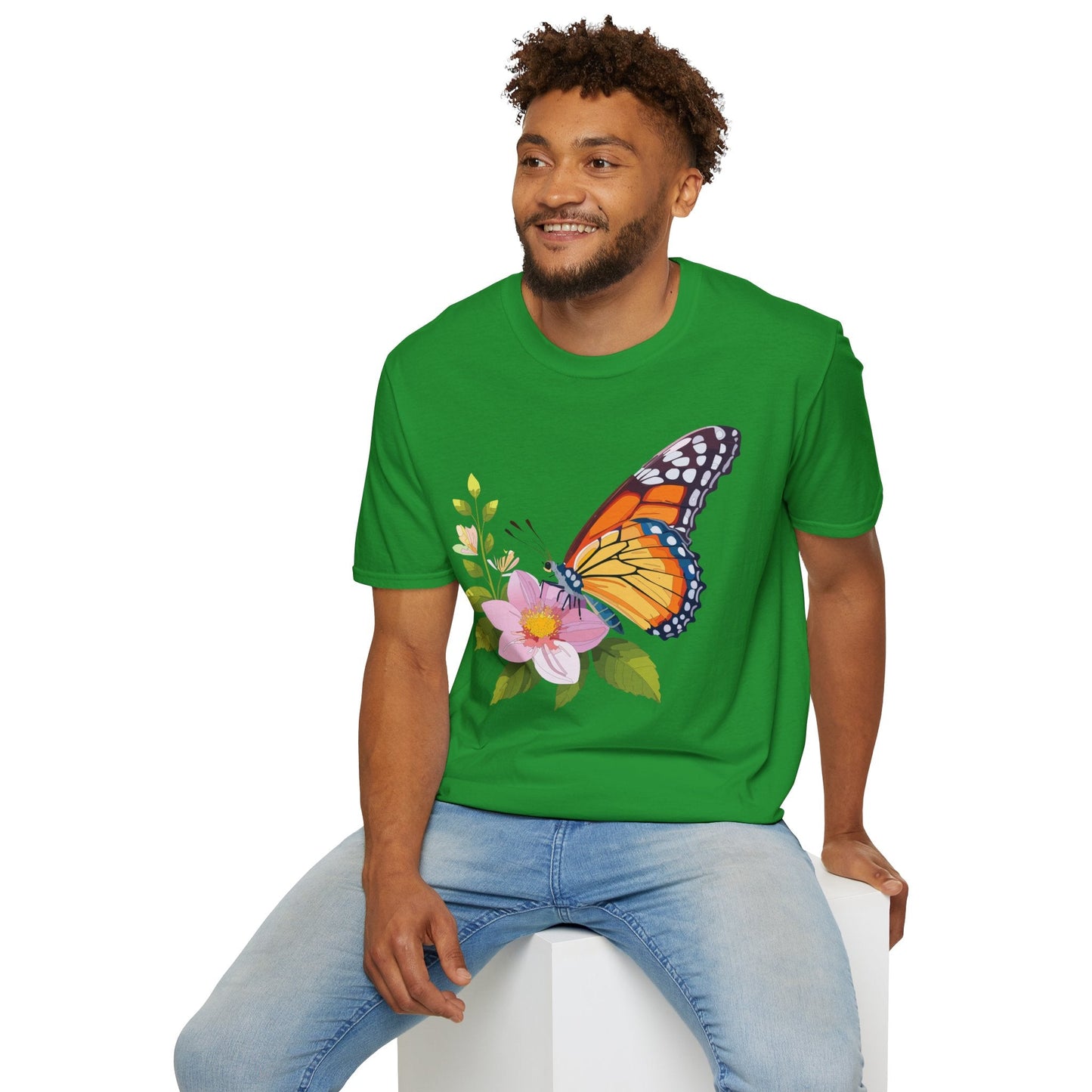 Butterfly T Shirt for Women and Men Monarch Print Softstyle Unisex Gildan 64000 Tee