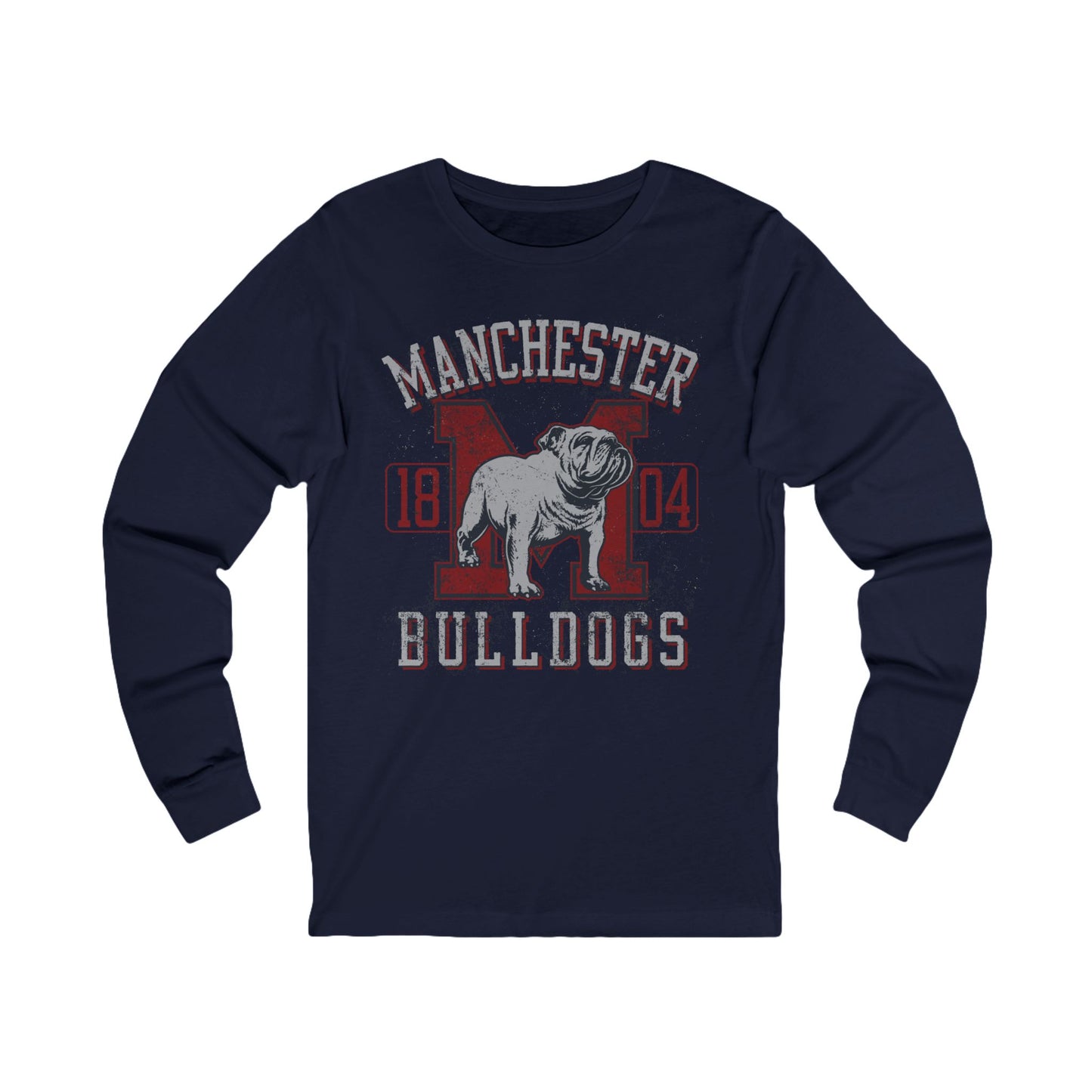 Varan7 Unisex Bulldogs Logo Long Sleeve Tee, Sports Logo Jersey Shirt, Sports Bulldogs T-Shirts with Long Sleeves