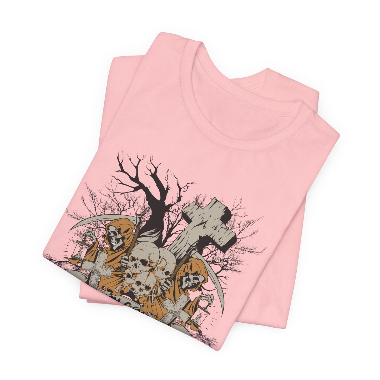 Skull Halloween Graphic Design Unisex Cotton T-Shirt Art-50