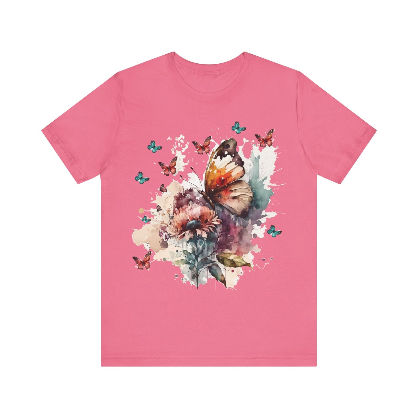 Cotton Tee Shirt with Butterfly Prints