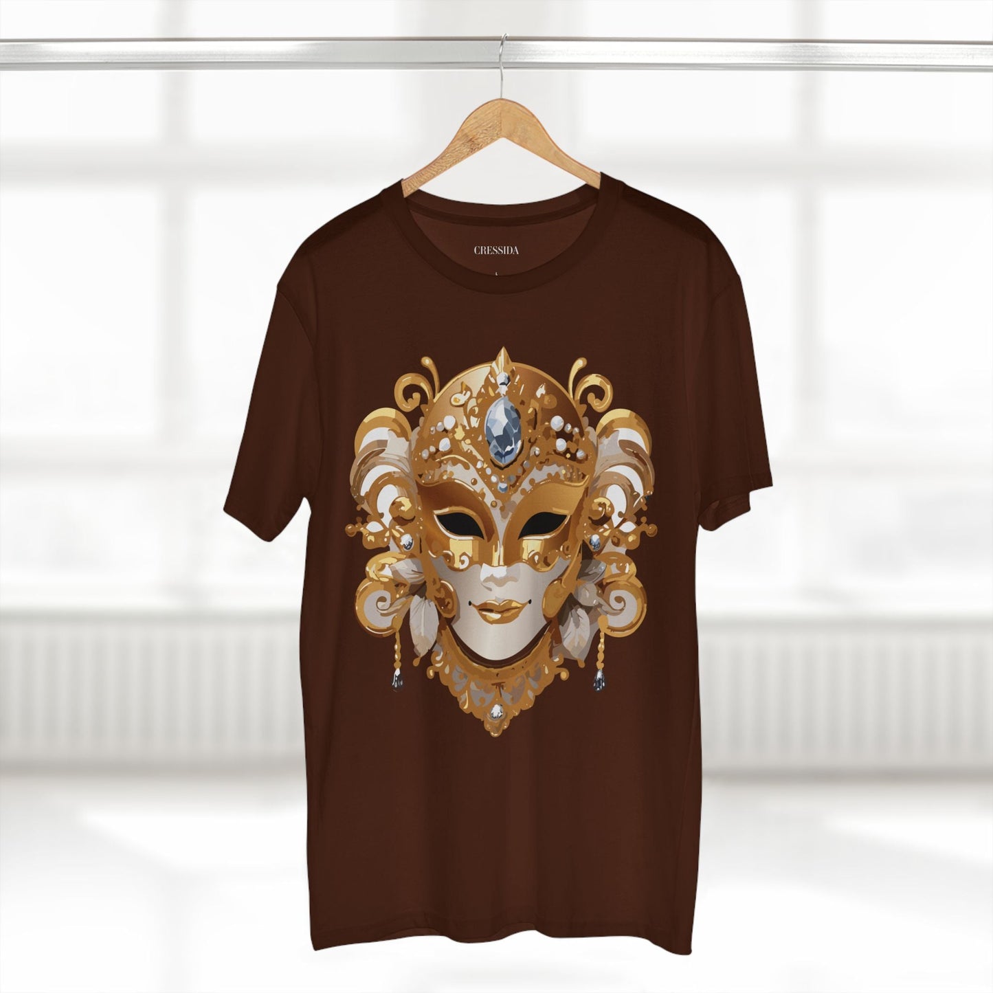 Carnival Mask Graphic T-Shirt Unisex 100 Cotton With Antique Gold Art Design Tee 23