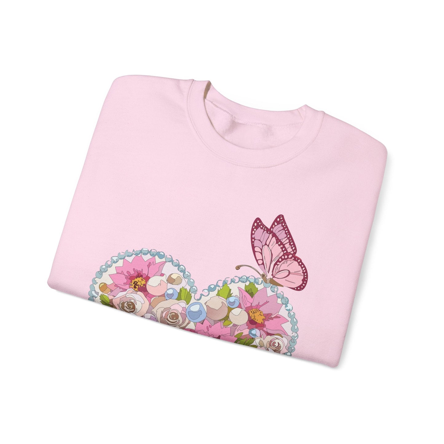 Floral Heart Sweatshirt Unisex Crewneck Valentines Day 50 50 Heavy Blend Gildan 18000