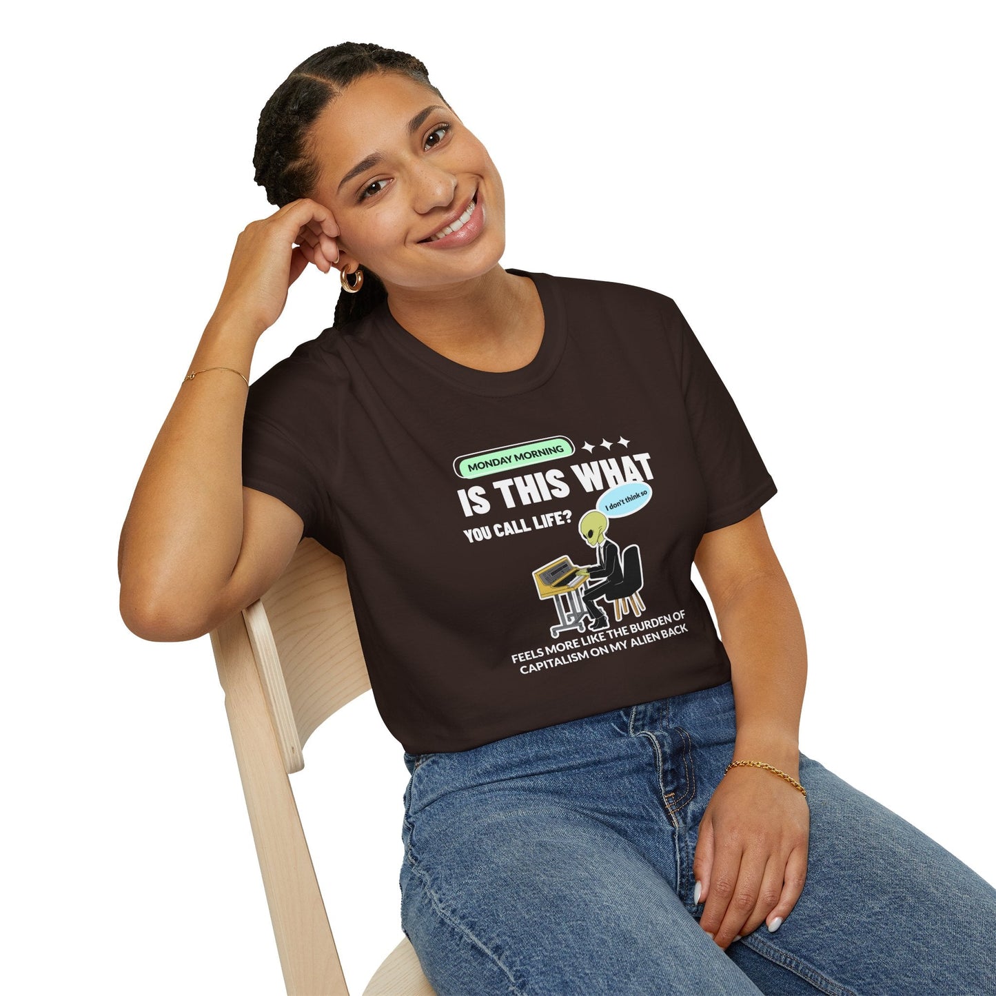 Alien Office Worker T-Shirt Unisex Cotton