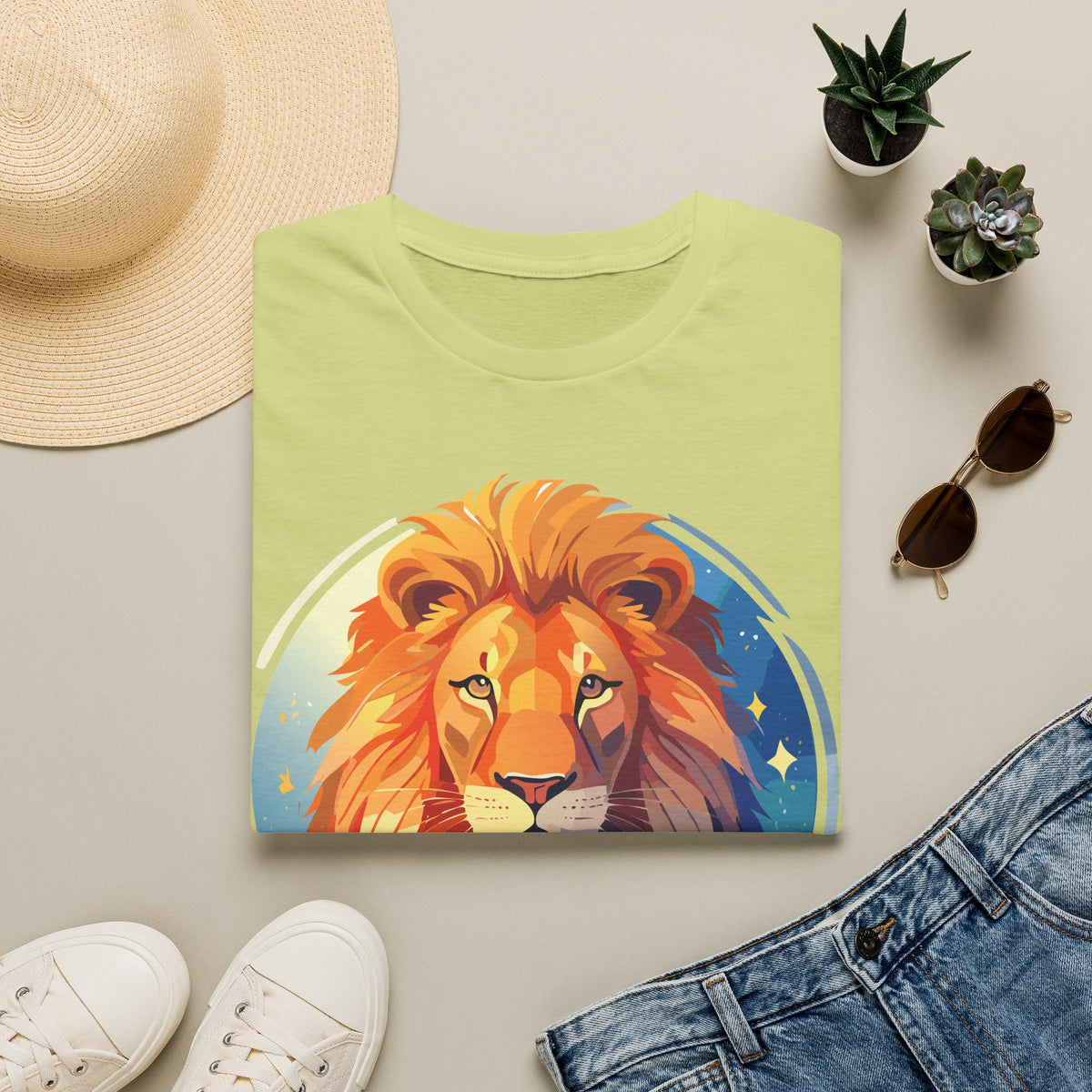 Regal Lion Portrait T-Shirt | Colorful Lion Face Illustration
