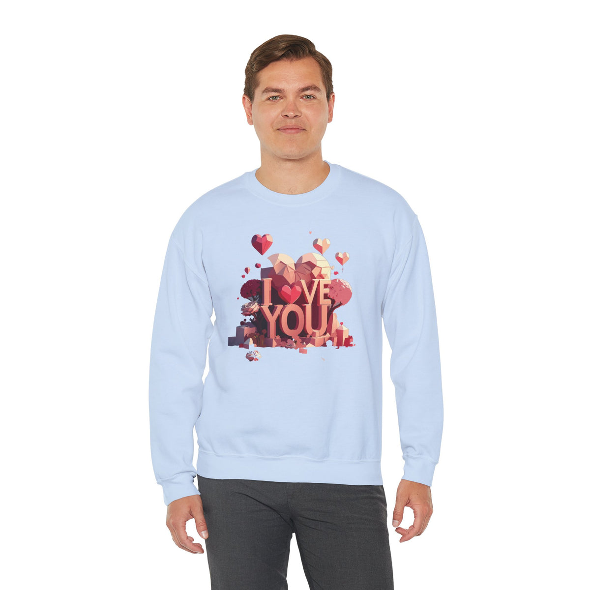 Unisex Big Heart Love Sweatshirt, Love Heart Sweatshirt, Floral Love Sweatshirt, 50/50 Cotton-Poly Valentine's Day Sweatshirt 10
