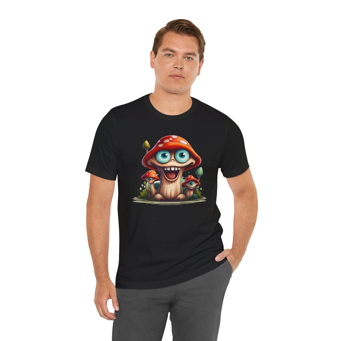 Cute Mushroom Graphic Tee, Fun Cartoon Shirt, Funny Mushroom Shirt, Cute Cartoon Tees, Graphic T-Shirt, Art Design T-Shirt