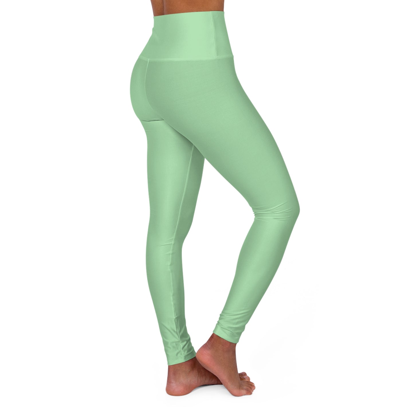 Celadon Green Color High-Waist Yoga Leggings Women's Seamless Poly-Span Stretchy Pants XS-2XL