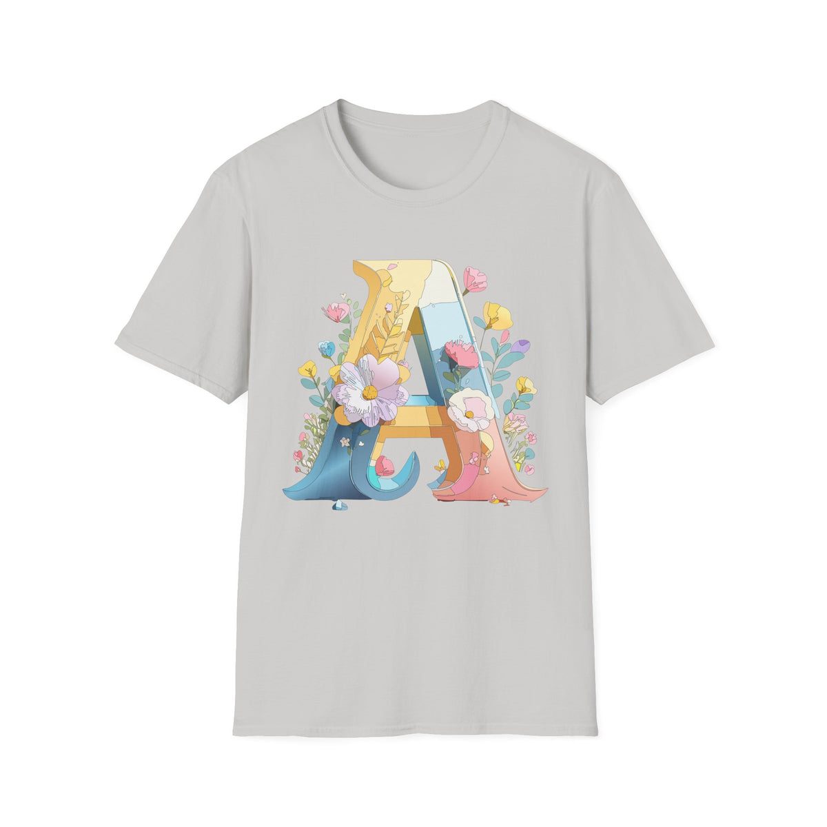 Floral Letter A T-Shirt | Monogram Initial Tee with Flowers