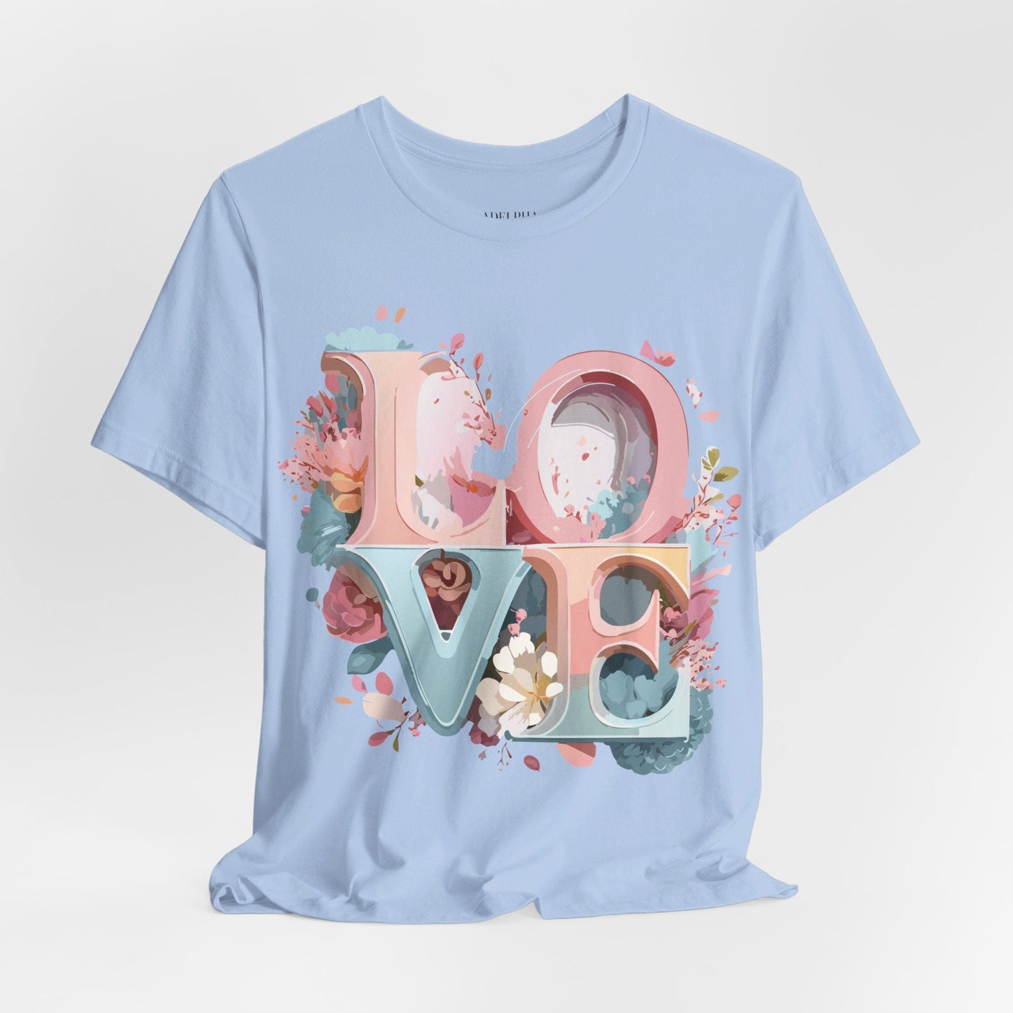 Valentine Day Graphic Unisex 100 Cotton Vintage Artwork with Love and Flower Design Tee 47