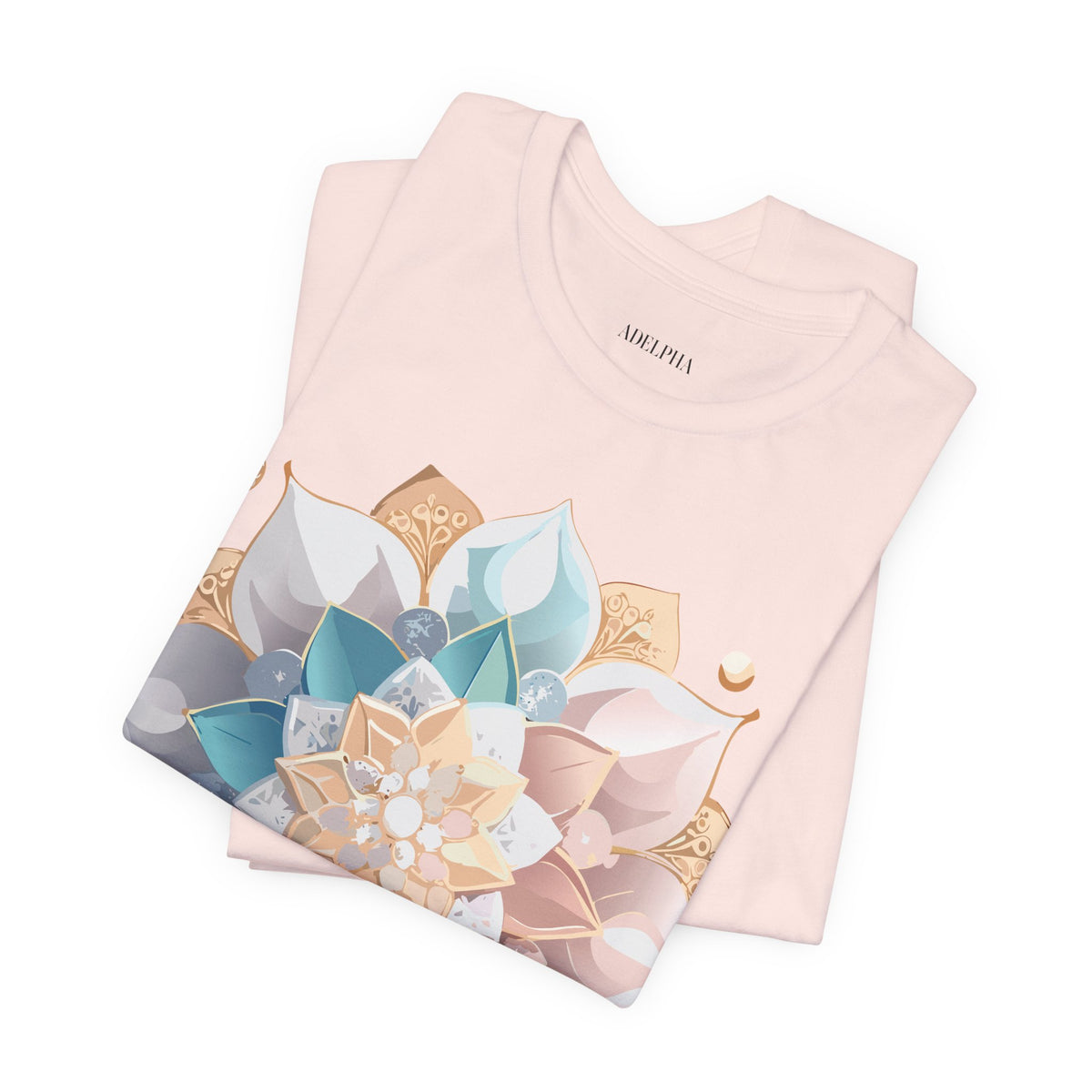 Mandala Graphic Unisex Cotton Bella+Canvas Tee with Floral Art Design d22