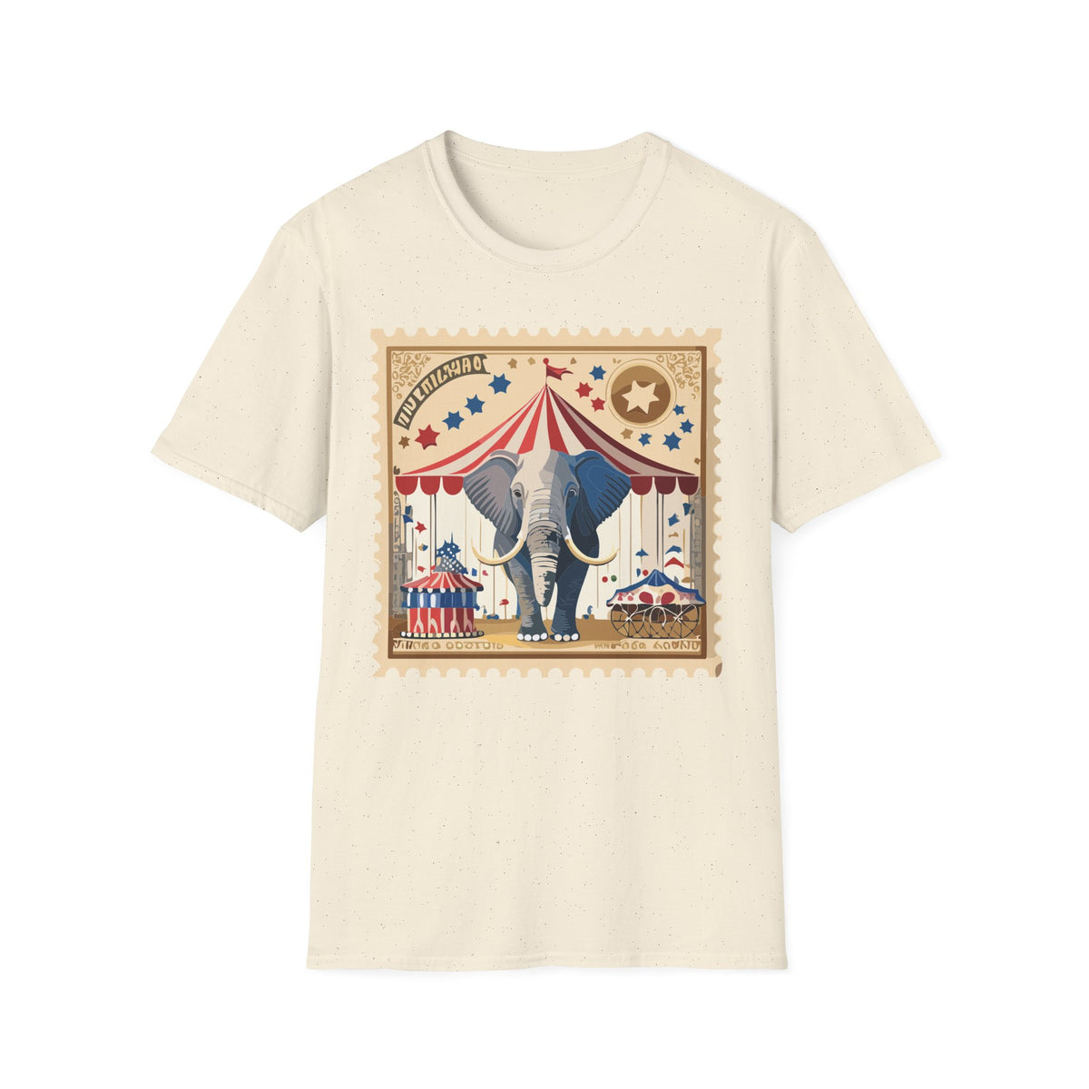 Circus Elephant Poster T-Shirt | Vintage Carnival Tent Stamp Graphic Tee Unisex 100 Cotton Gildan T-Shirt